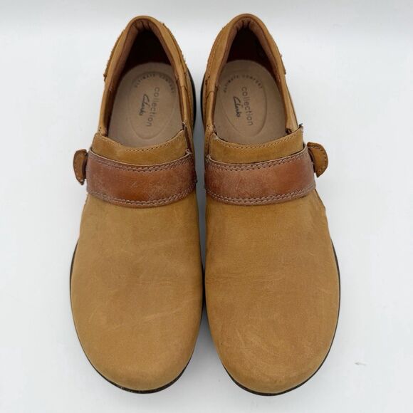 Clarks Roseville Dot Tan Leather Slip On Loafers Ultimate Comfort Women’s 8 - Picture 2 of 11